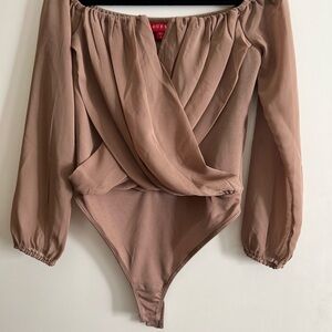 Guess Beige Draped Bodysuit